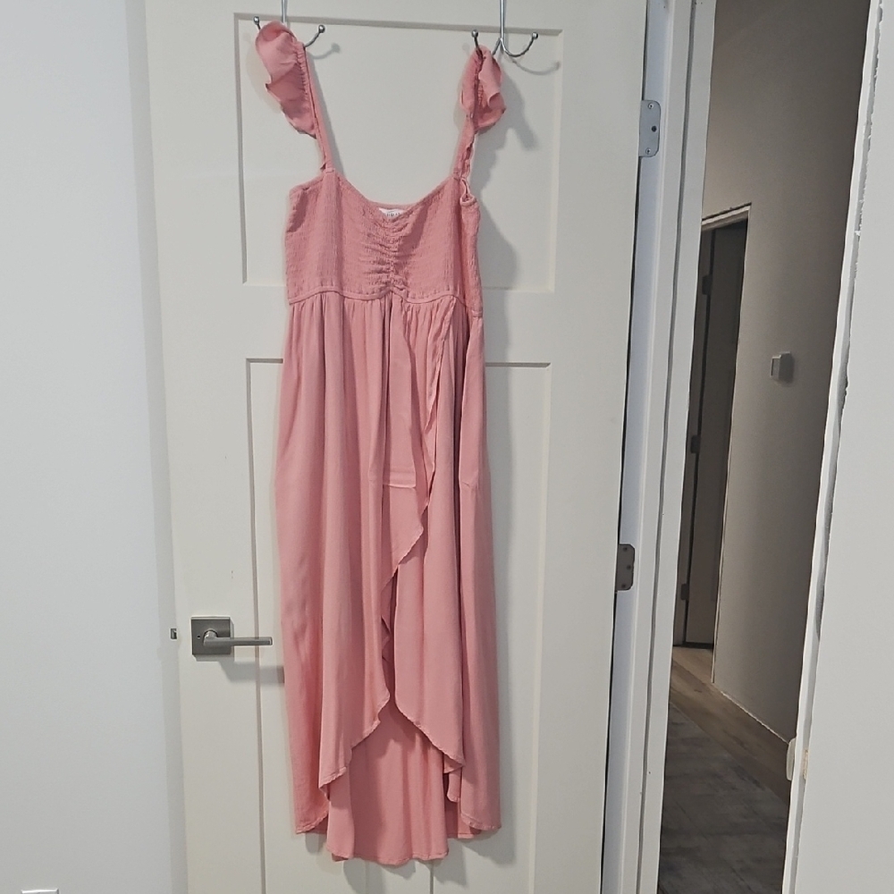 Pink Sleeveless Ruffle Dress